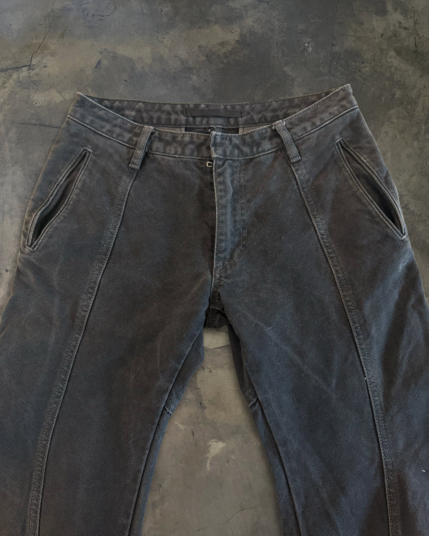 RIPVANWINKLE J CUT ANKLE ZIPPER BLOCK PANTS