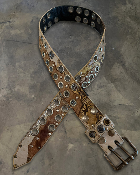 KMRii SNAKESKIN + DEERSKIN HYBRID "GROMMET" BELT