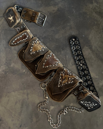 KMRii BROWN PYTHON / COWHIDE STUDDED BELT