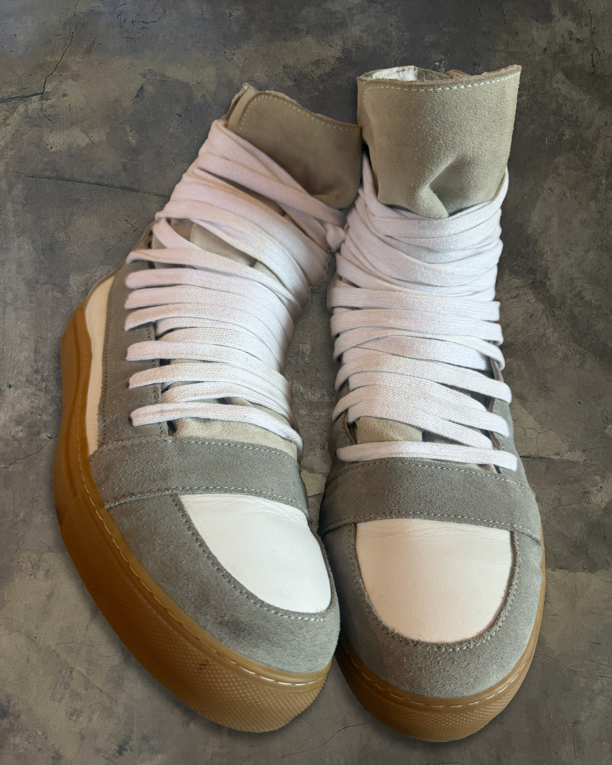 KRISVANASSCHE SS2014 MULTI LACED HIGHTOP SNEAKER