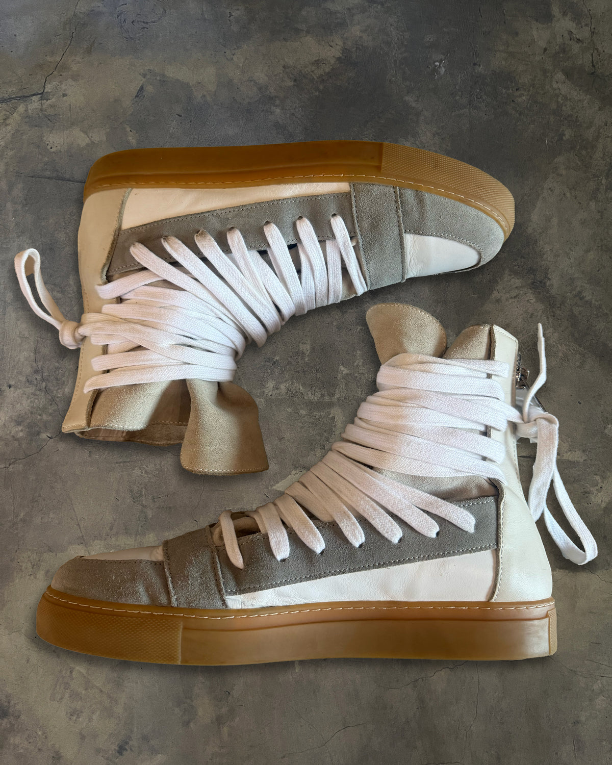 KRISVANASSCHE SS2014 MULTI LACED HIGHTOP SNEAKER