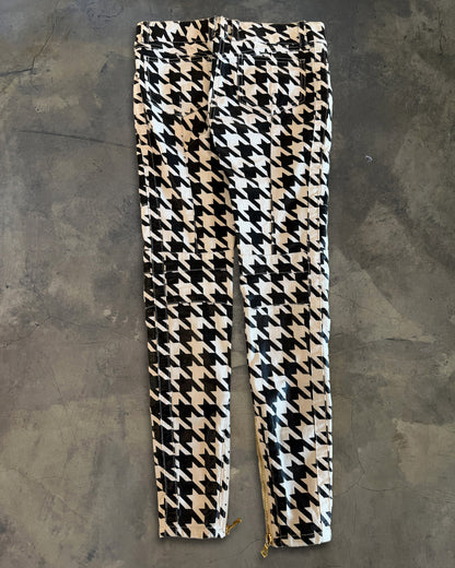 BALMAIN RESORT 2014 WAXED HOUNDSTOOTH BIKER DENIM