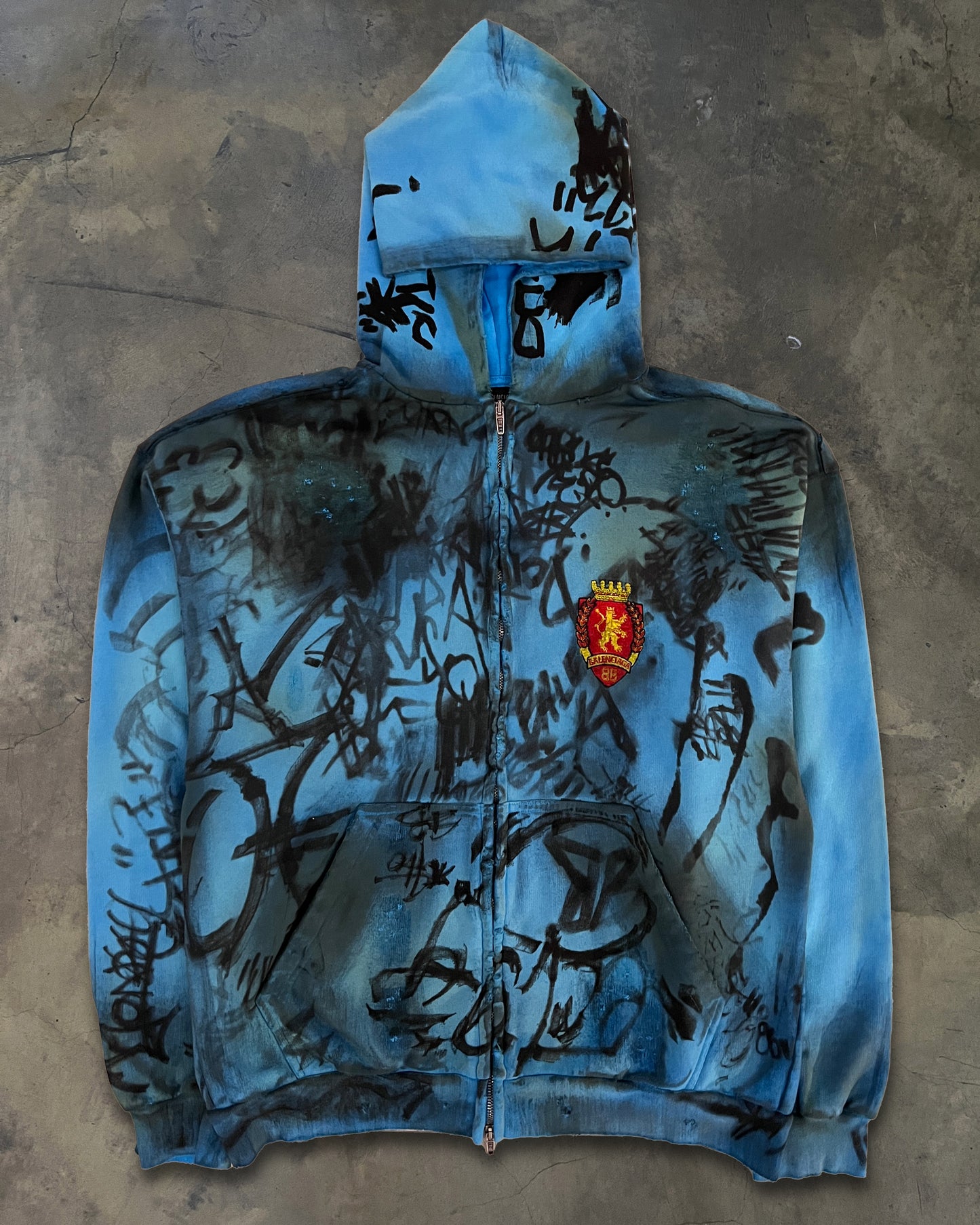 BALENCIAGA BLUE SKATER ZIP HOODIE