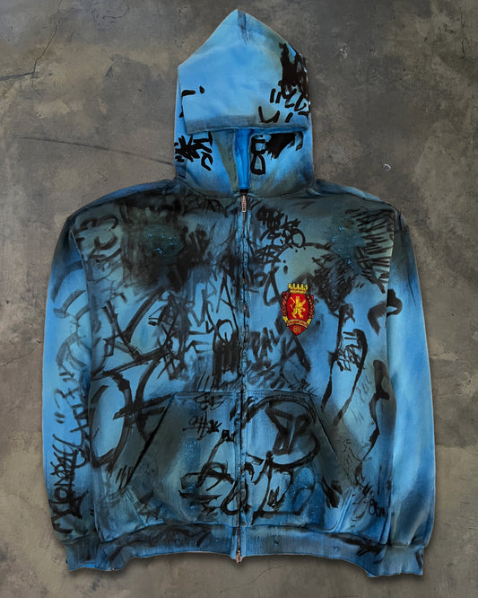 BALENCIAGA BLUE SKATER ZIP HOODIE