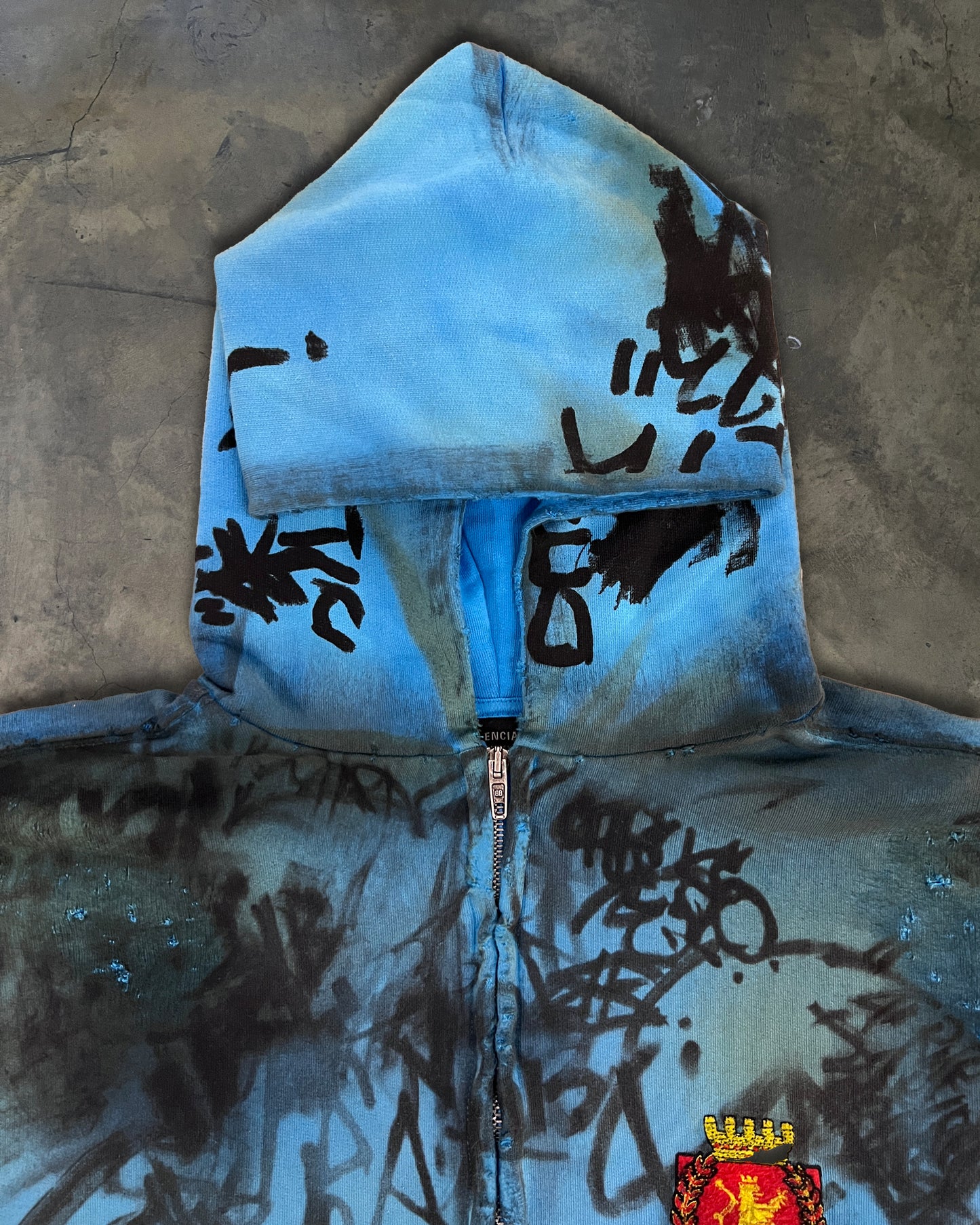 BALENCIAGA BLUE SKATER ZIP HOODIE