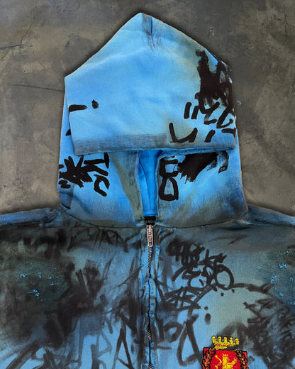 BALENCIAGA BLUE SKATER ZIP HOODIE