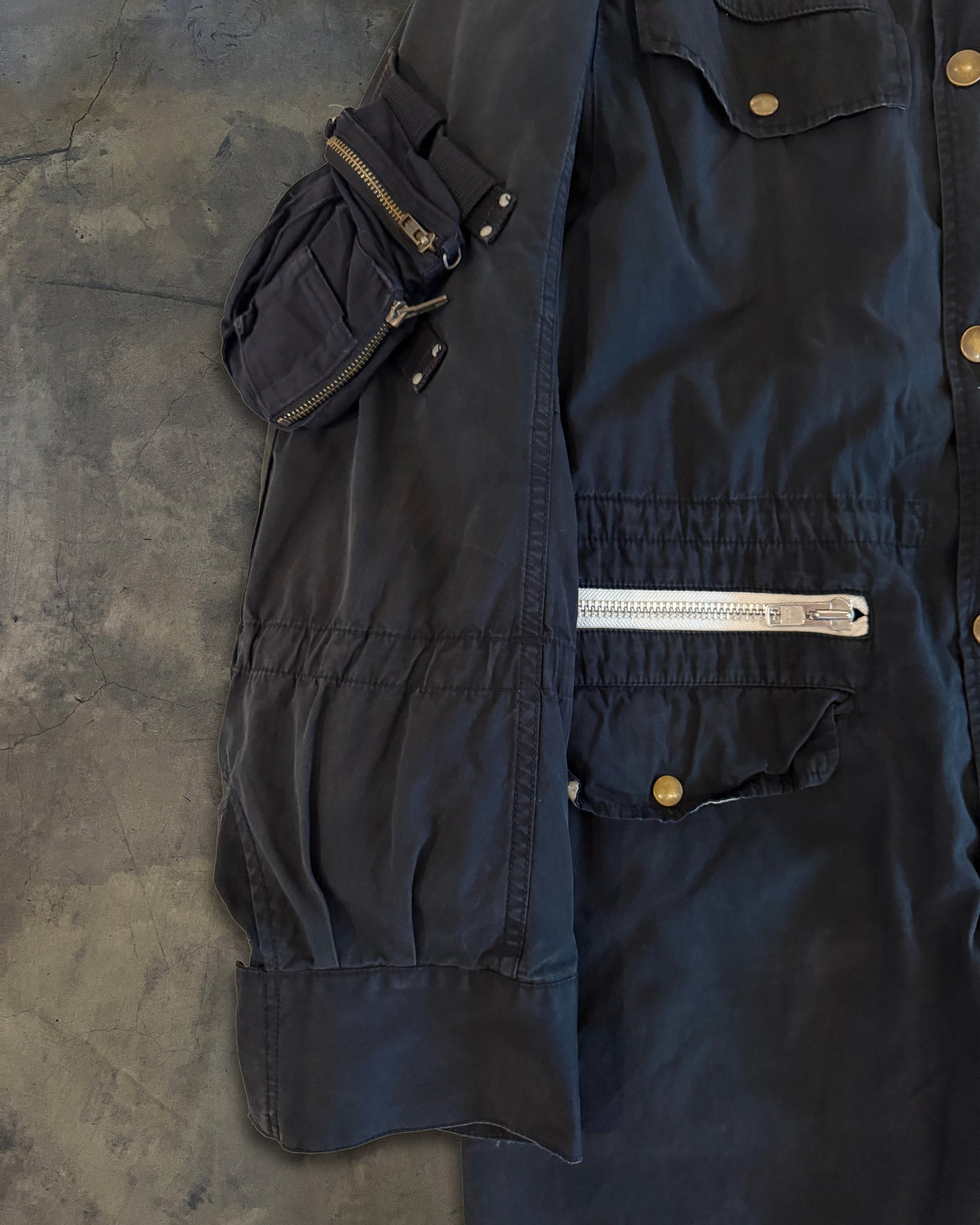 L.G.B NAVY FUR HOOD MOD COAT