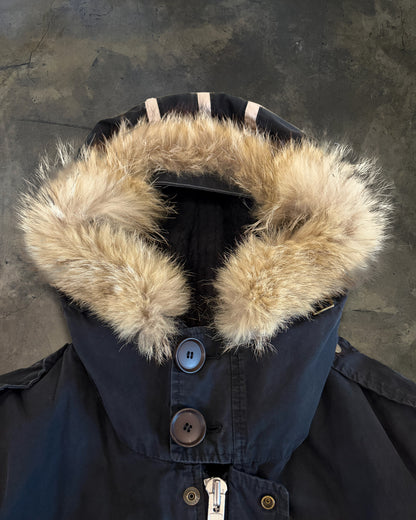 L.G.B NAVY FUR HOOD MOD COAT