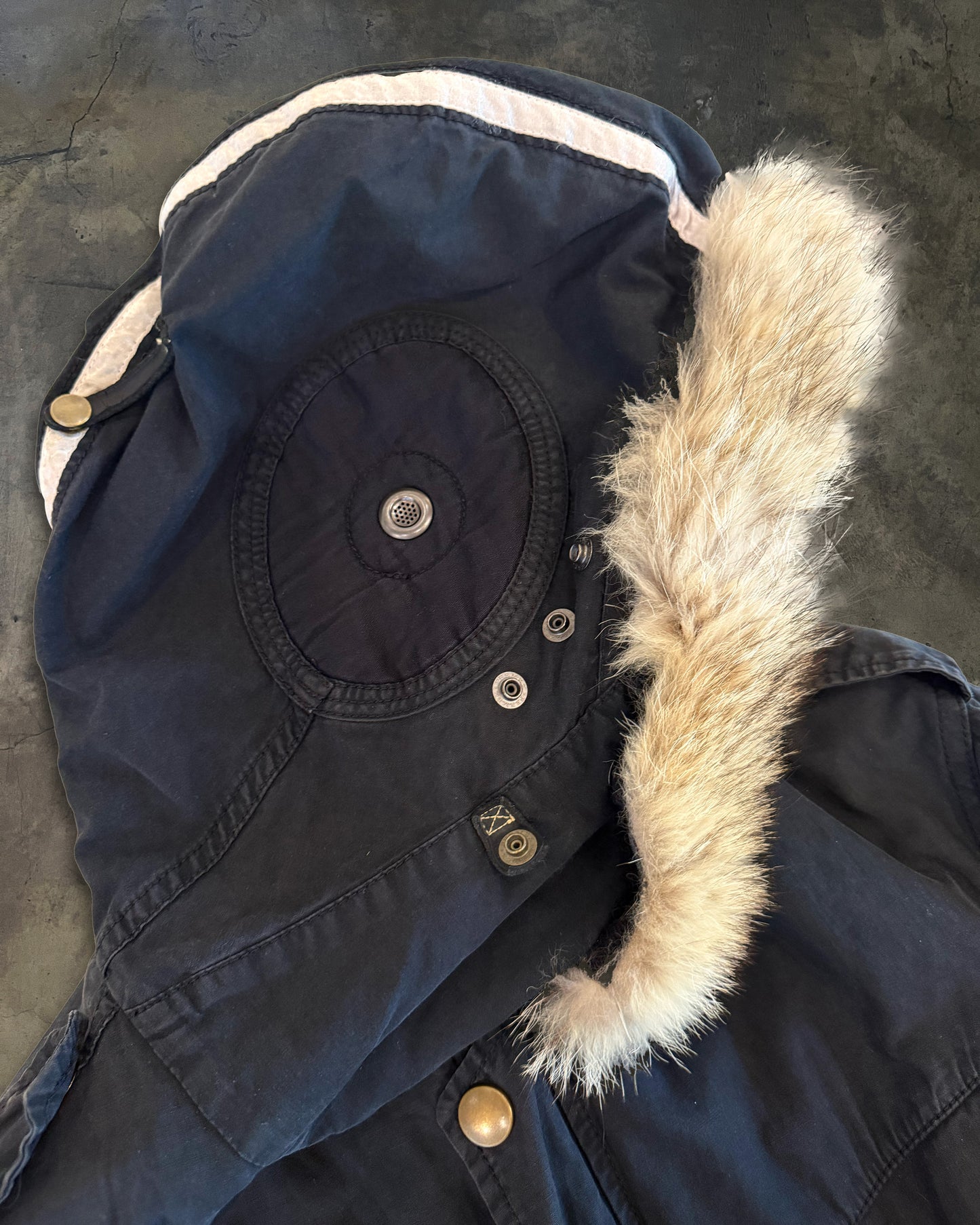 L.G.B NAVY FUR HOOD MOD COAT