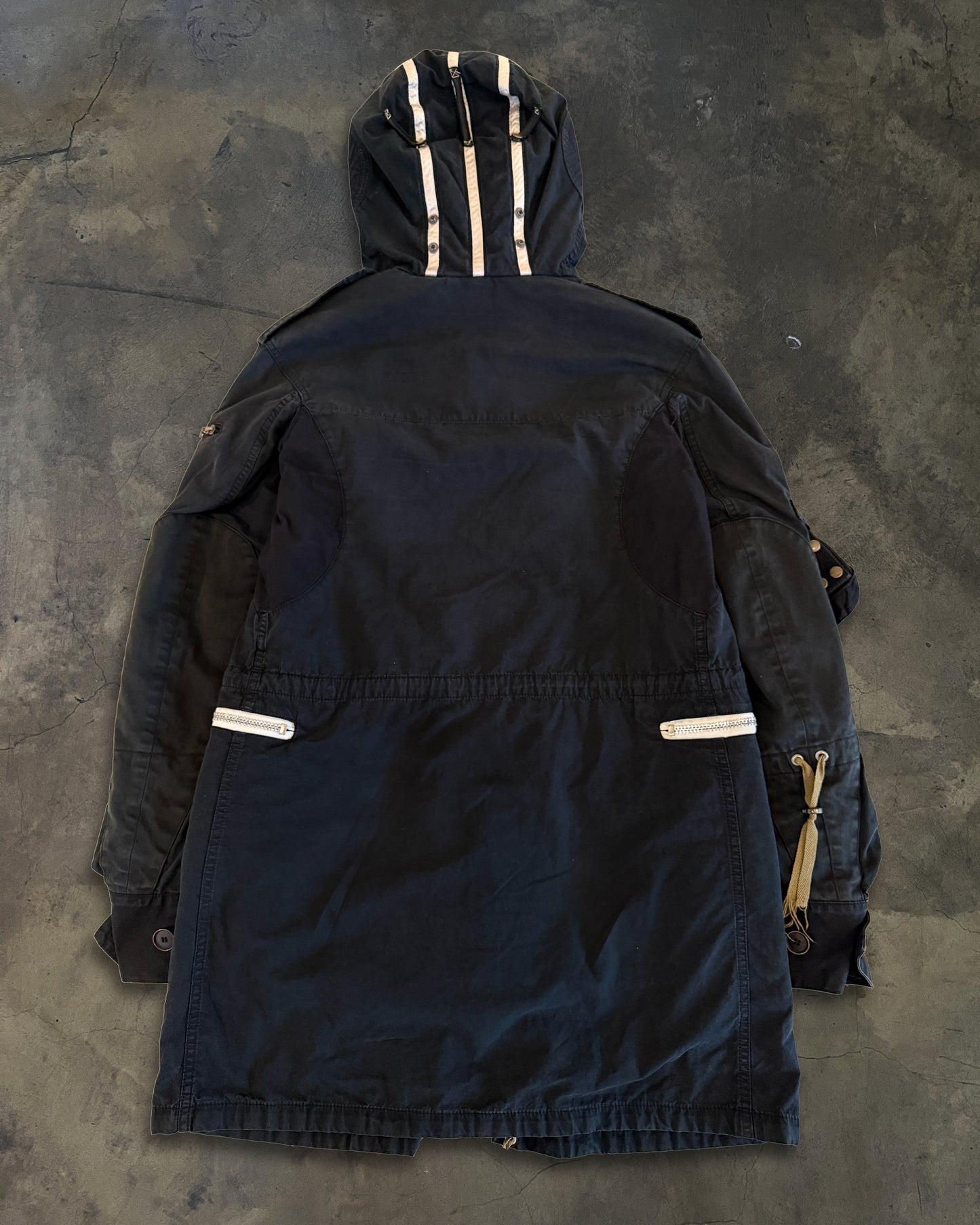 L.G.B NAVY FUR HOOD MOD COAT