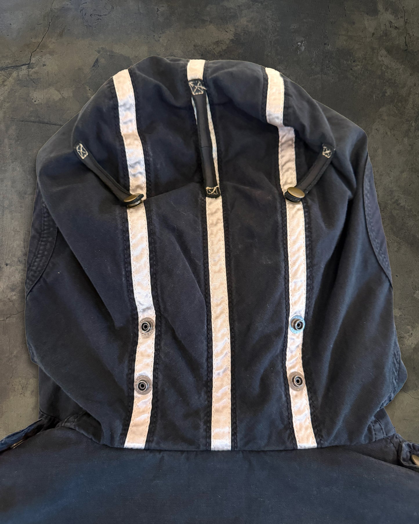 L.G.B NAVY FUR HOOD MOD COAT