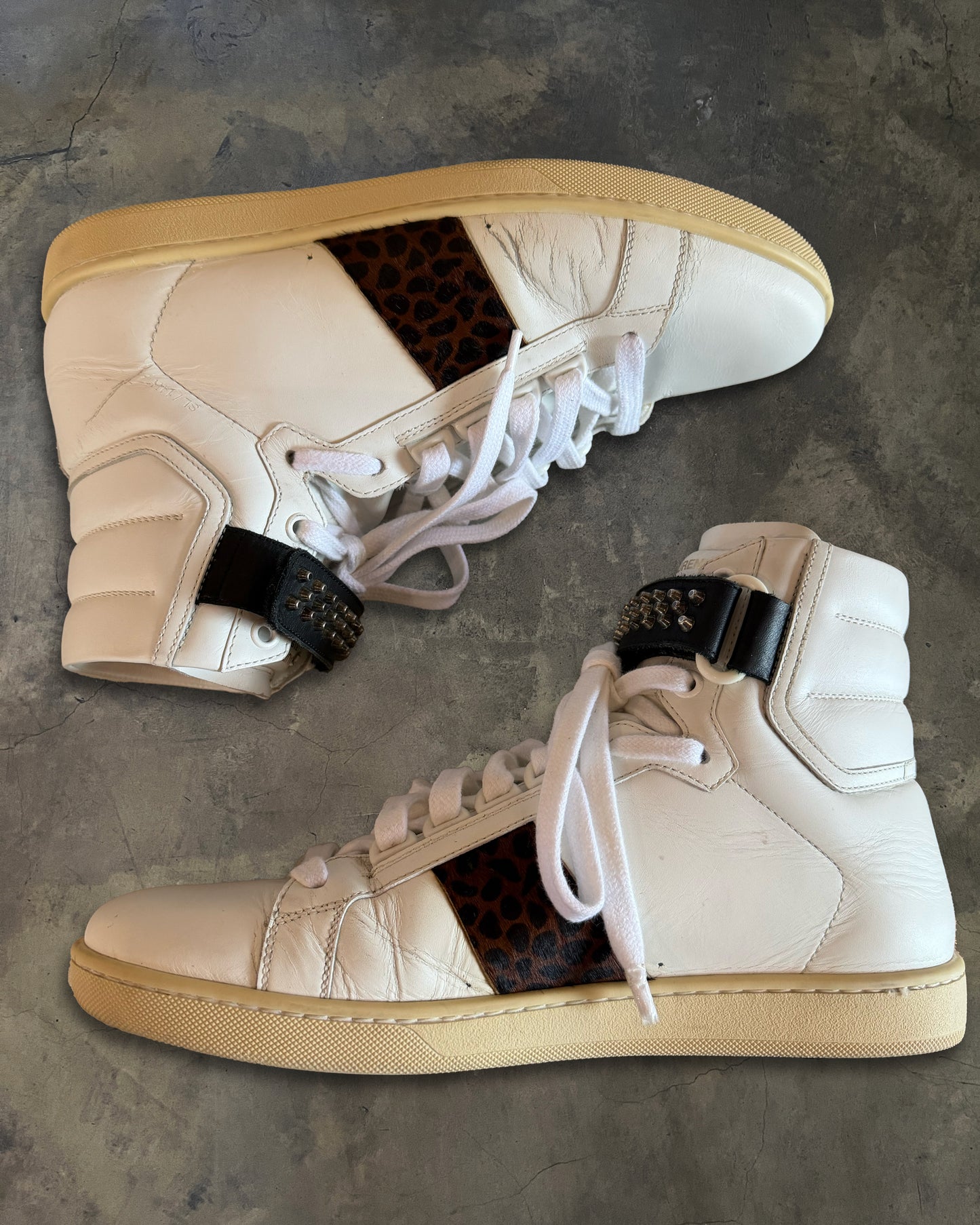 SAINT LAURENT AW2014 SL/14H STUDDED LEOPARD HIGH TOPS