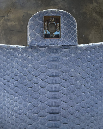 CHANEL 2012 BLUE PYTHON CLASSIC FLAP CLUTCH WITH CHAIN