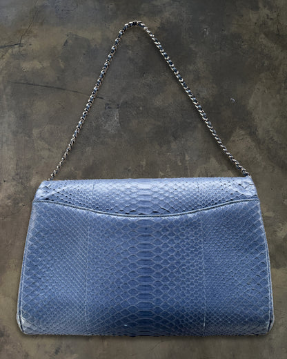CHANEL 2012 BLUE PYTHON CLASSIC FLAP CLUTCH WITH CHAIN