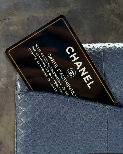 CHANEL 2012 BLUE PYTHON CLASSIC FLAP CLUTCH WITH CHAIN
