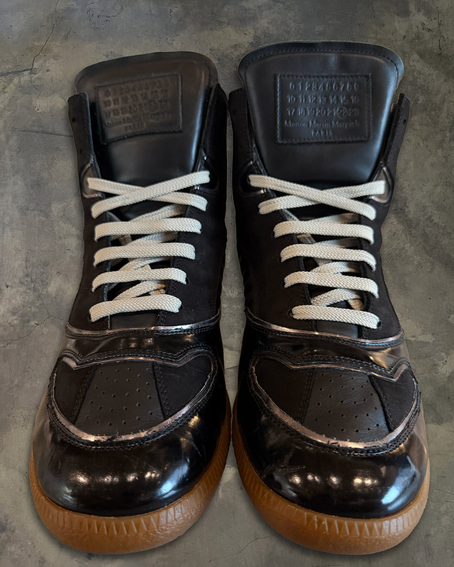 MAISON MARTIN MARGIELA SS2012 PATENT LEATHER HIGH TOPS