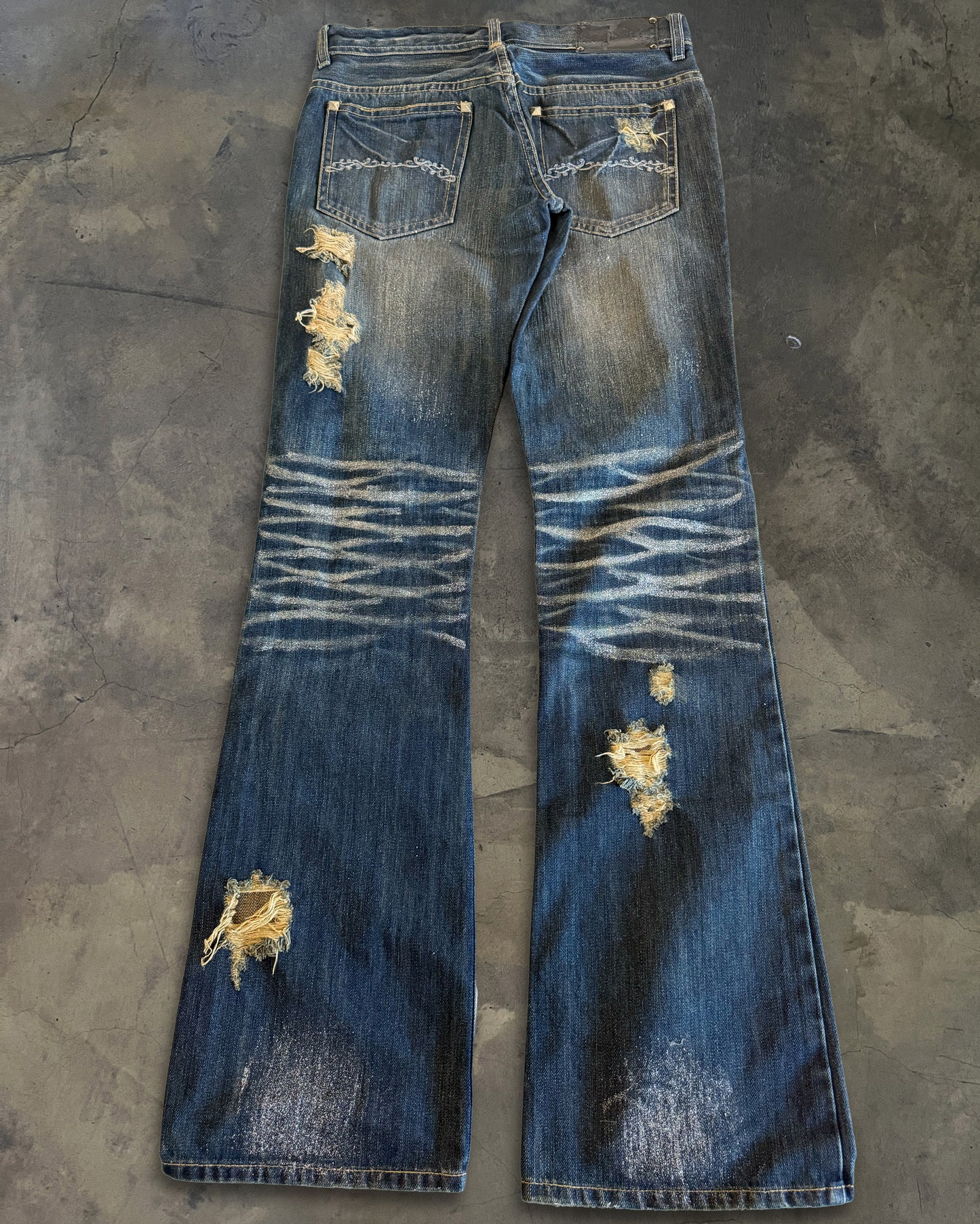 MIDAS BOOTCUT GLITTER DISTRESSED JEANS