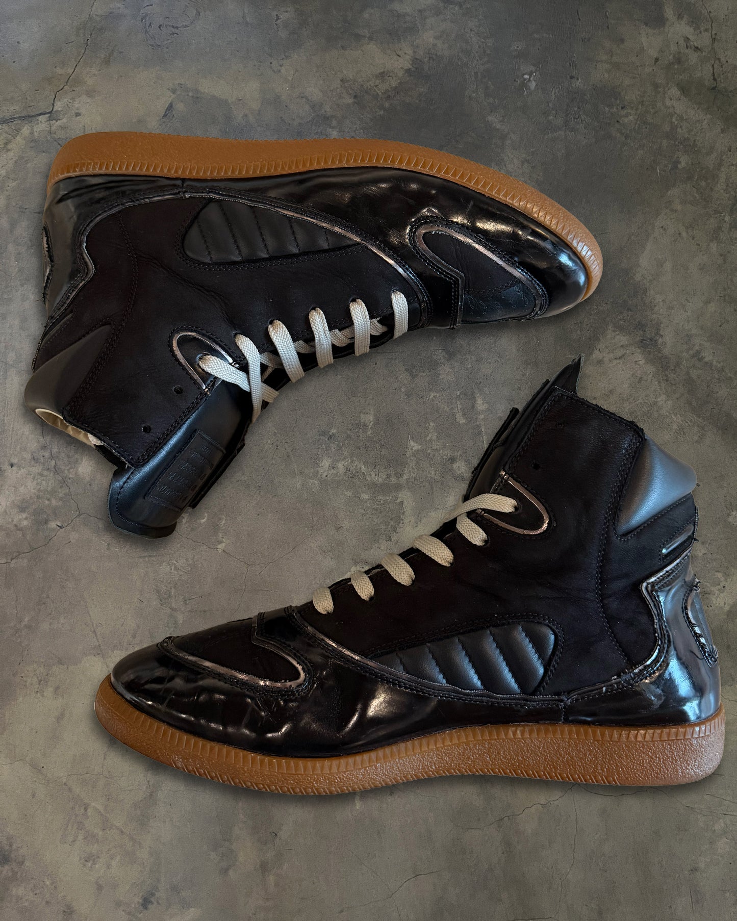 MAISON MARTIN MARGIELA SS2012 PATENT LEATHER HIGH TOPS