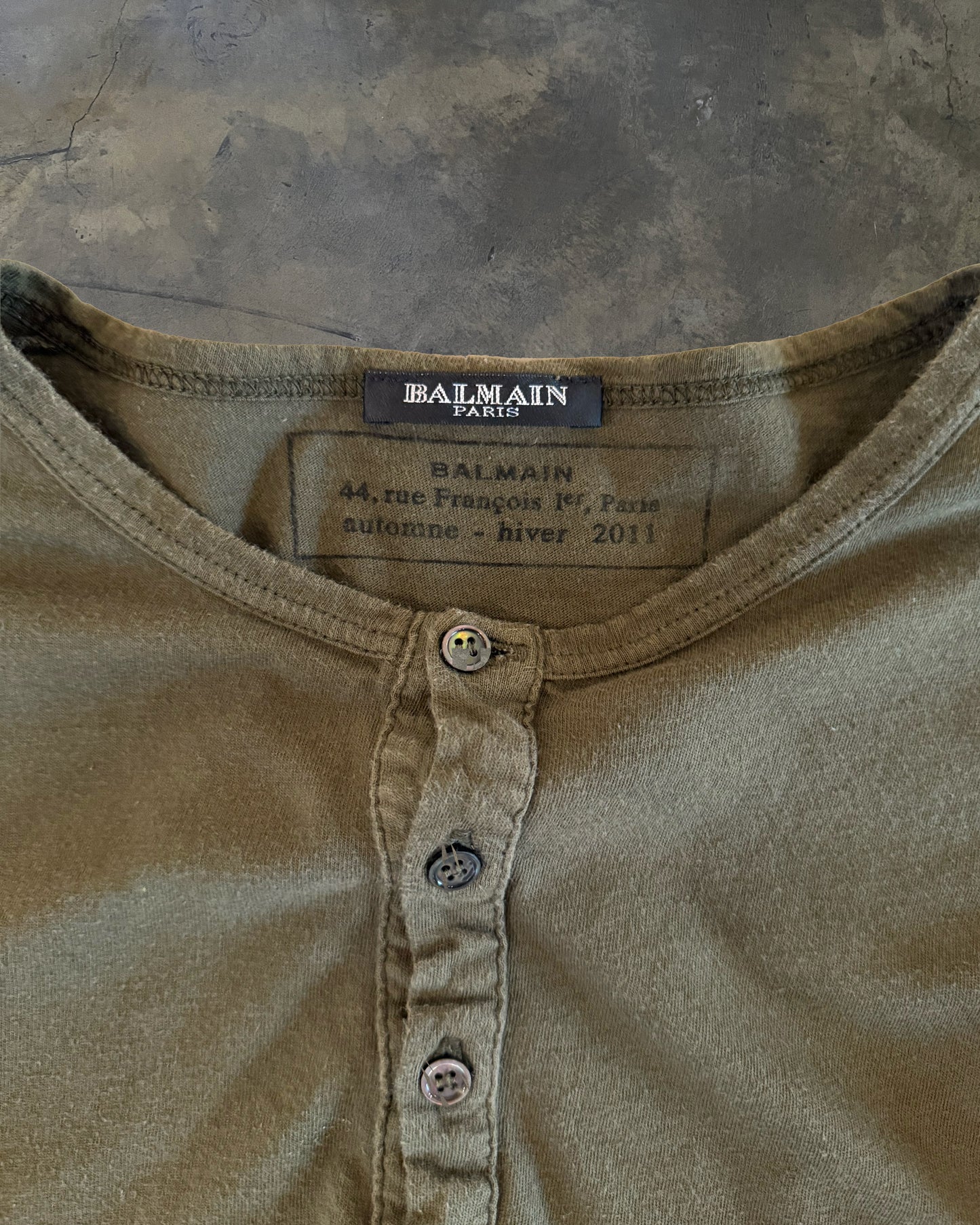 BALMAIN AW2011 OLIVE HENLEY LONG SLEEVE