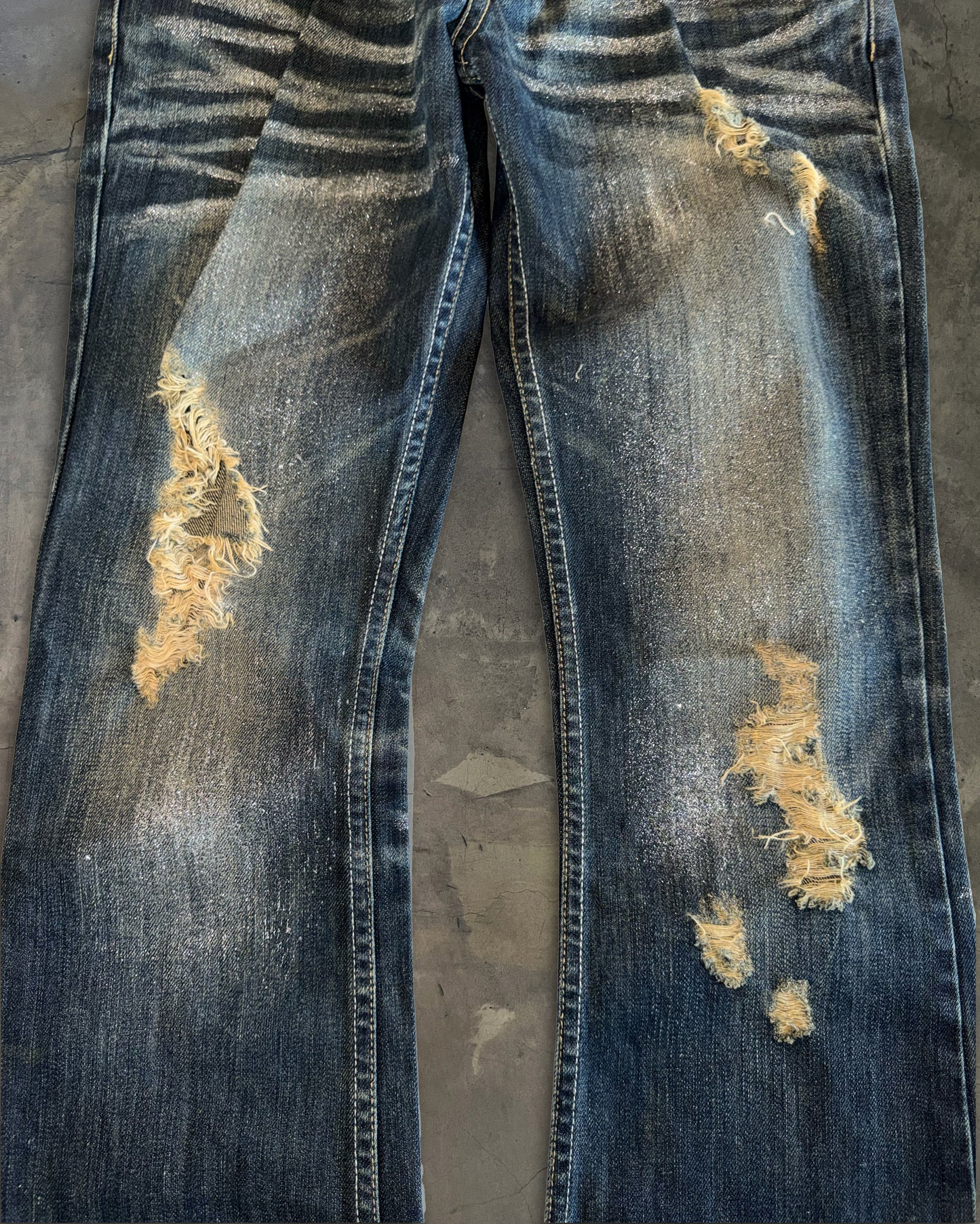 MIDAS BOOTCUT GLITTER DISTRESSED JEANS