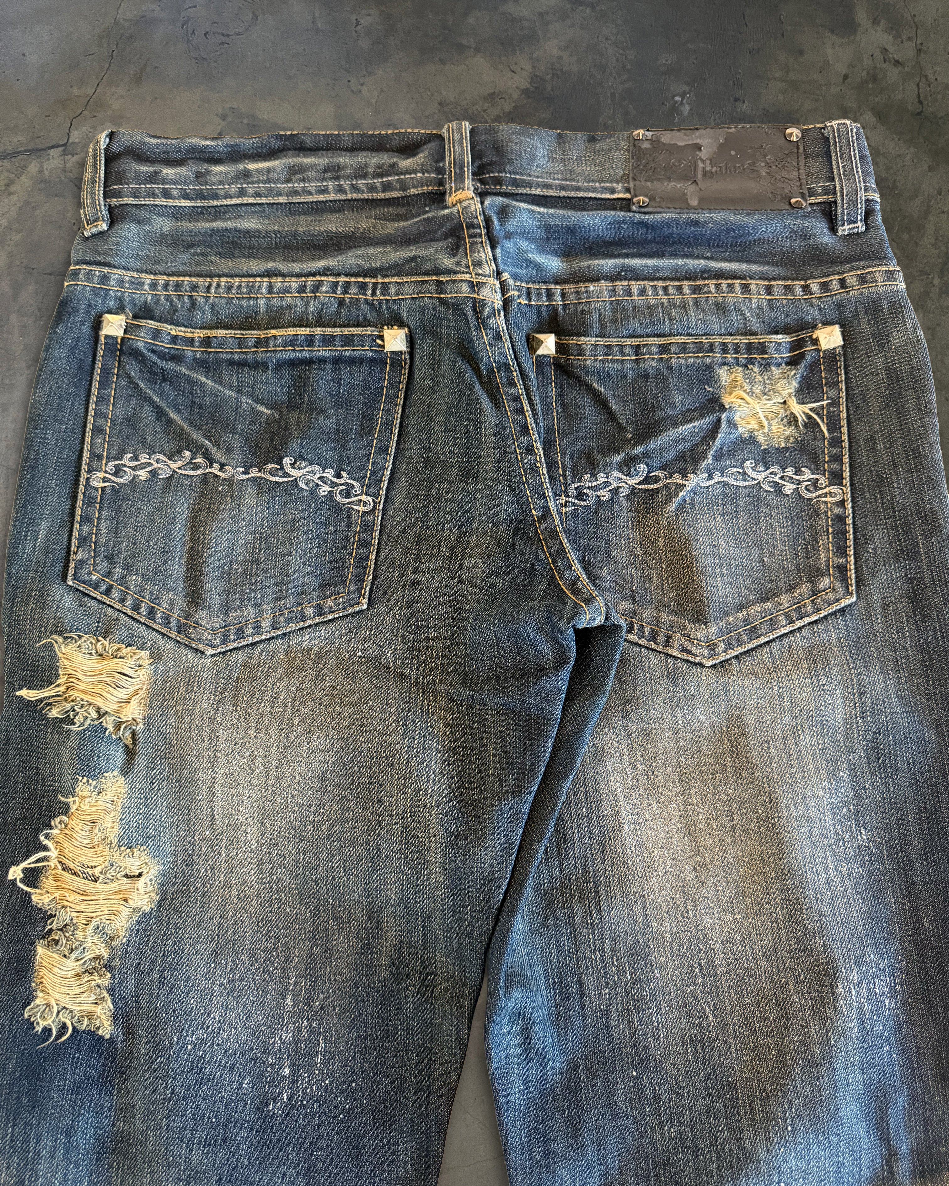 MIDAS BOOTCUT GLITTER DISTRESSED JEANS – glam archive