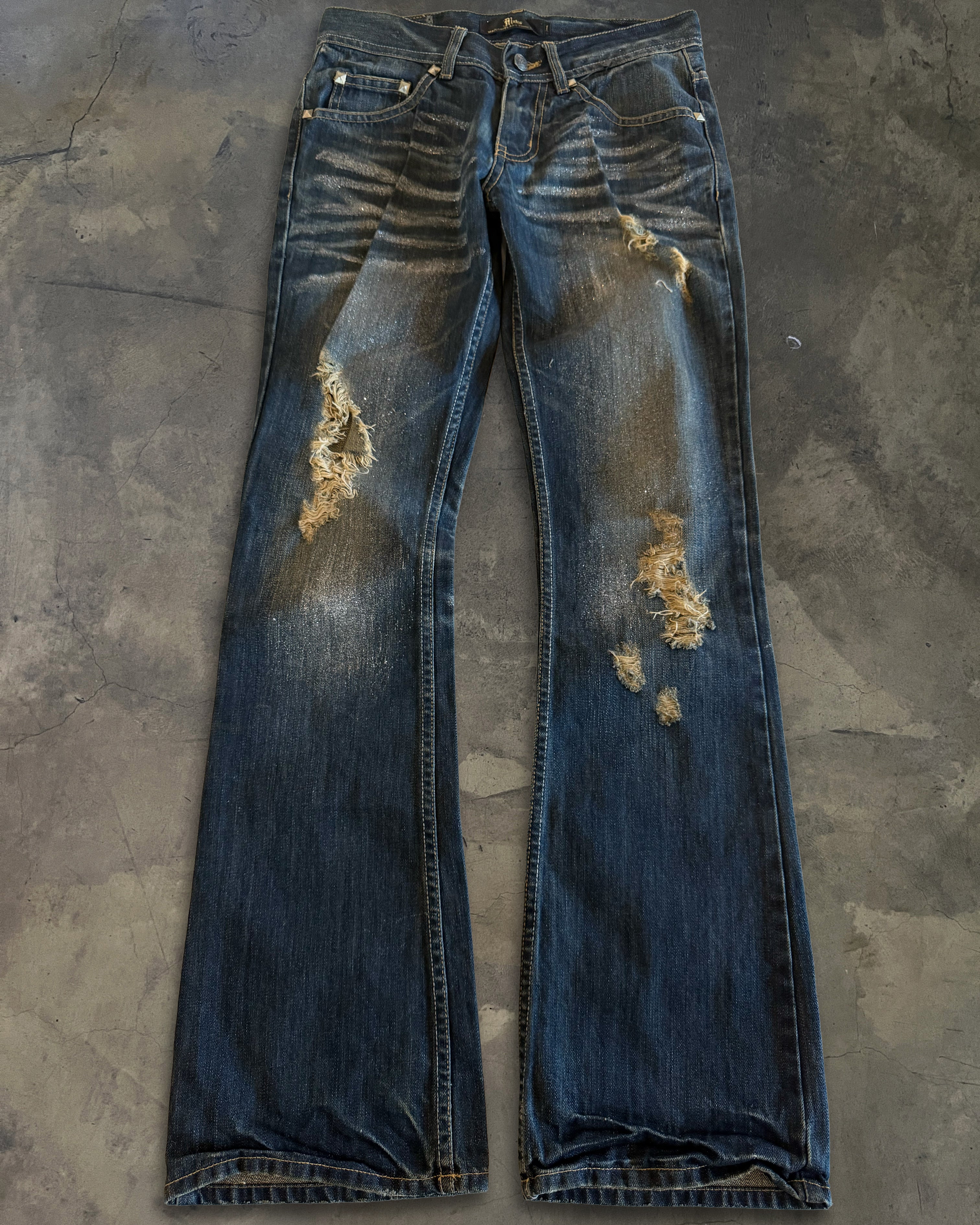MIDAS BOOTCUT GLITTER DISTRESSED JEANS – glam archive