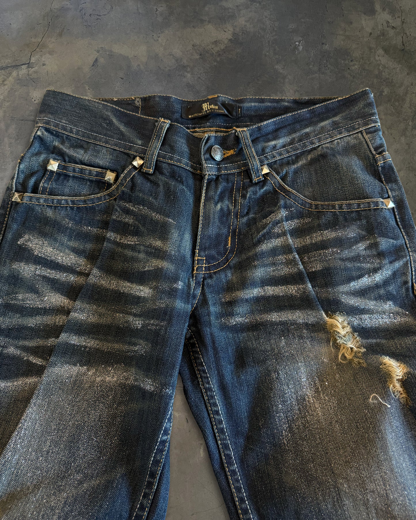 MIDAS BOOTCUT GLITTER DISTRESSED JEANS