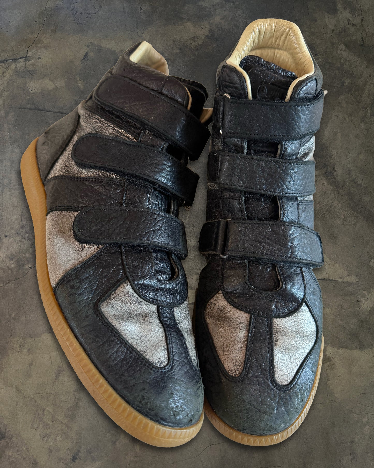 MAISON MARTIN MARGIELA METALLIC CRACKLE HIGH TOPS