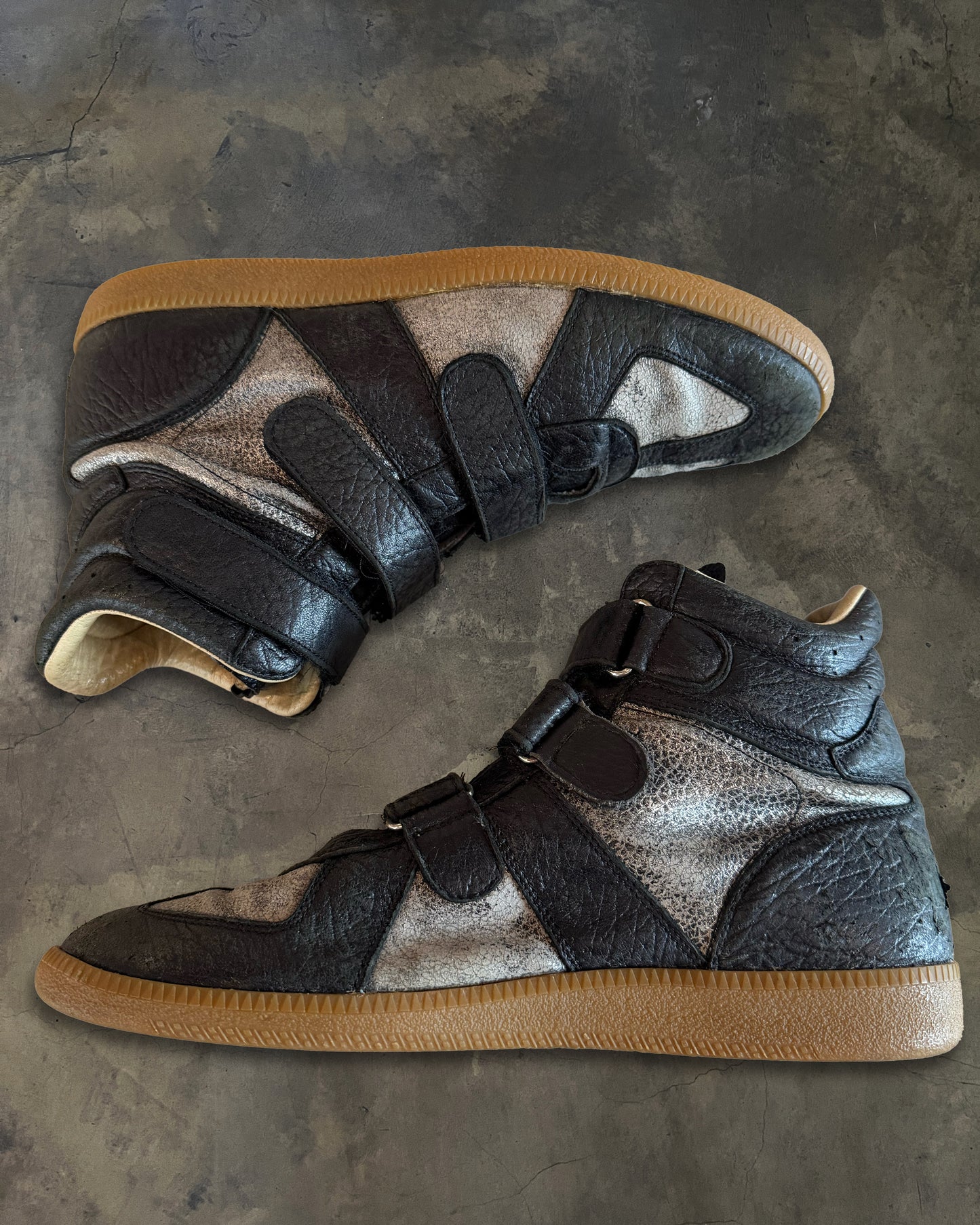 MAISON MARTIN MARGIELA METALLIC CRACKLE HIGH TOPS
