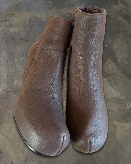 RICK OWENS BROWN LEATHER WEDGES