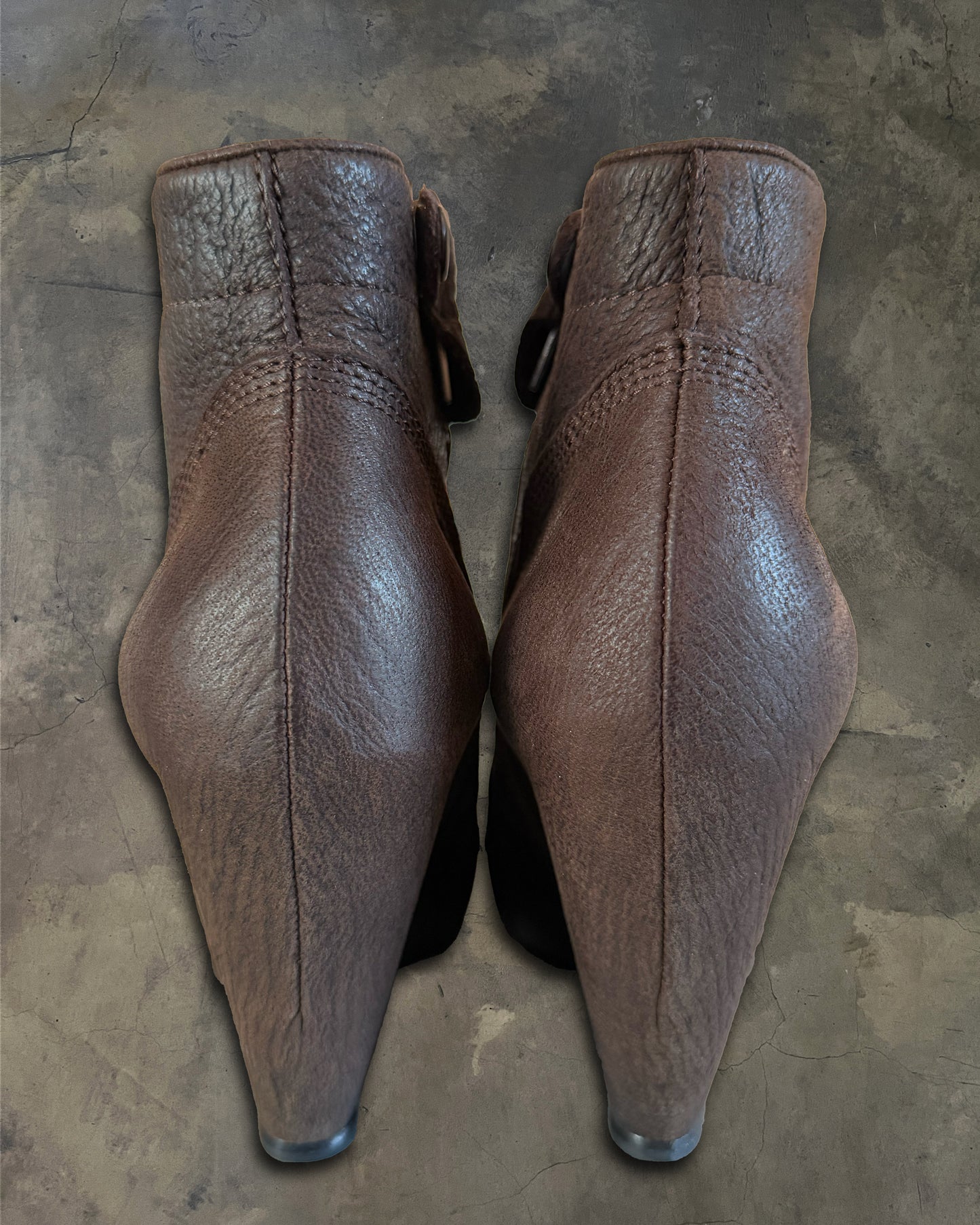 RICK OWENS BROWN LEATHER WEDGES
