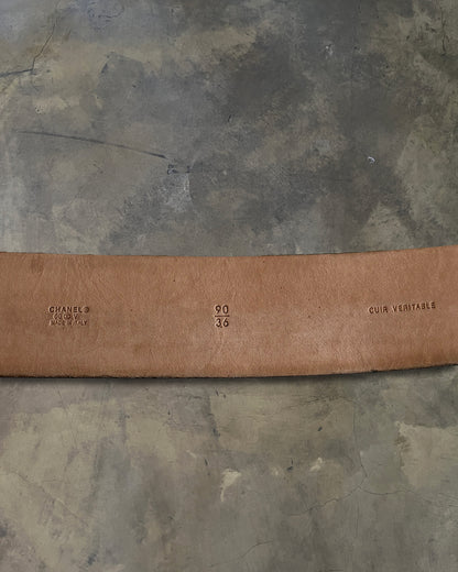 CHANEL BLACK CALFSKIN OVAL CC BELT