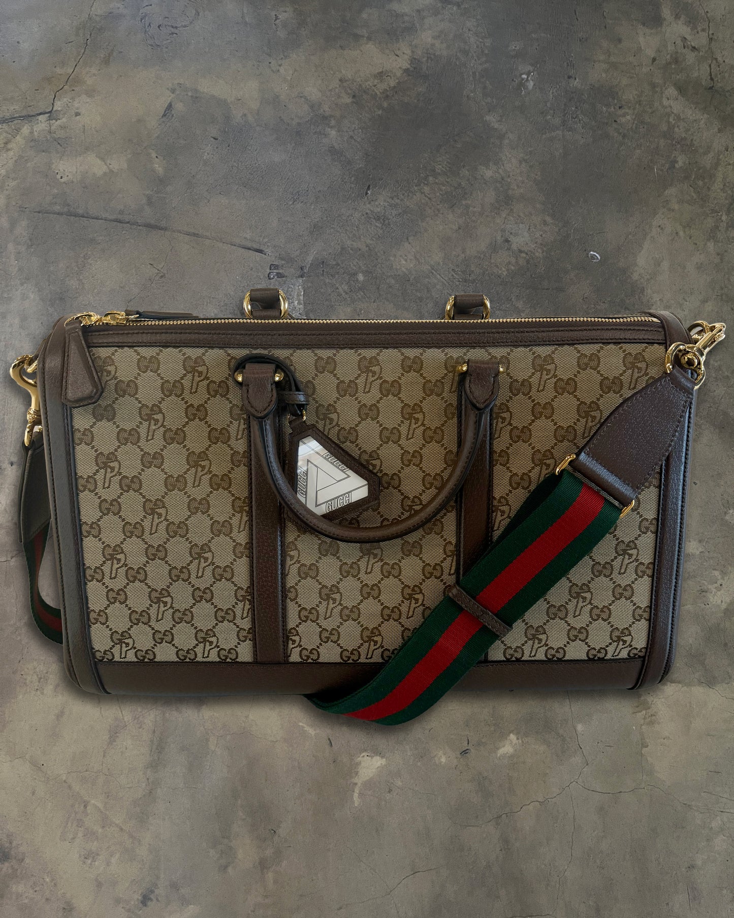 GUCCI X PALACE TRIFERG CANVAS GG-P DUFFLE BAG