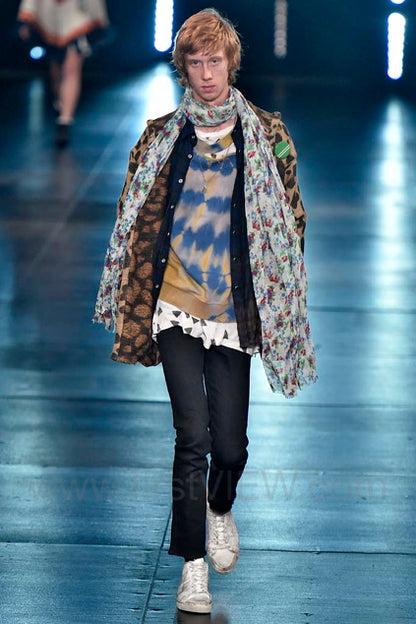 SAINT LAURENT SS2016 RUNWAY THRASHED TIE-DYE SWEATER