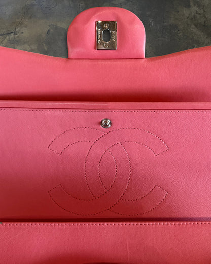 CHANEL 2012 JUMBO CORAL PINK FLAP BAG