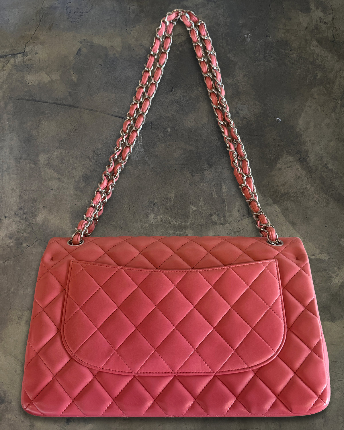 CHANEL 2012 JUMBO CORAL PINK FLAP BAG