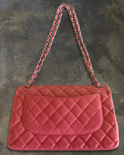 CHANEL 2012 JUMBO CORAL PINK FLAP BAG