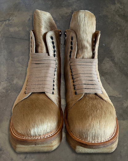 RICK OWENS FW2013 "PLINTH" PONY HAIR MEGATOOTH BOOTS