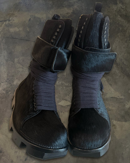 RICK OWENS FW2013 ‘PLINTH’ RUNWAY PONYHAIR MEGATOOTH BOOTS