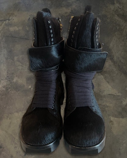 RICK OWENS FW2013 ‘PLINTH’ RUNWAY PONYHAIR MEGATOOTH BOOTS