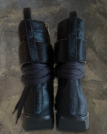 RICK OWENS FW2013 ‘PLINTH’ RUNWAY PONYHAIR MEGATOOTH BOOTS
