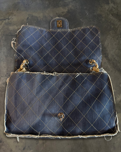 CHANEL CRUISE 2015 PARIS DUBAI MEDIUM QUILTED DENIM POM POM FLAP