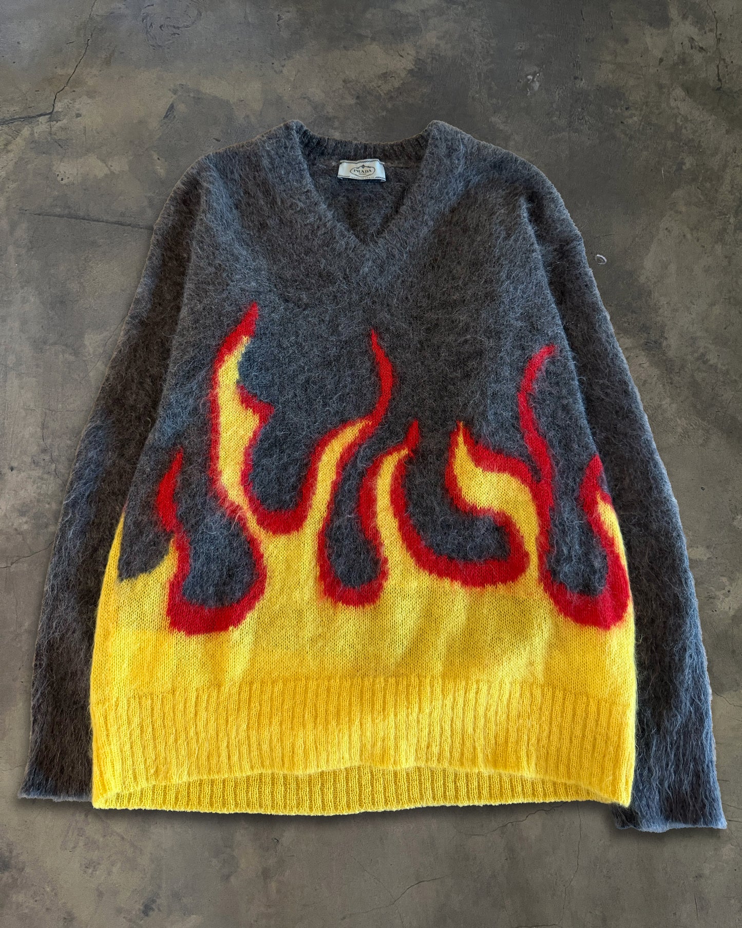 PRADA FW2018 FLAME INTARSIA MOHAIR SWEATER