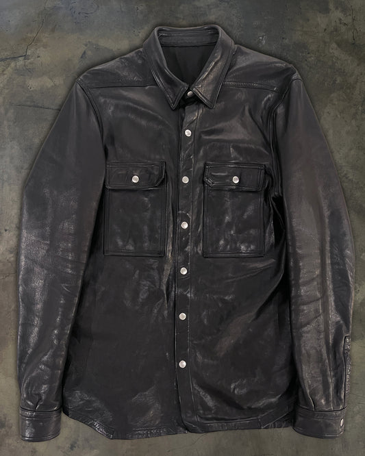 RICK OWENS SS24 "LIDO" LAMB LEATHER OVERSHIRT