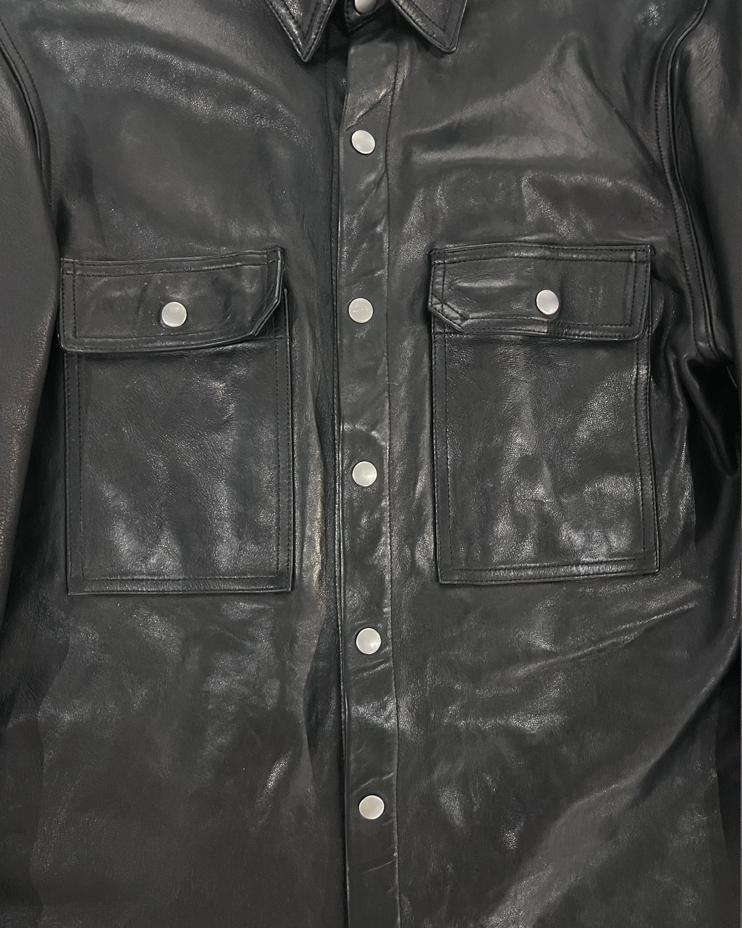 RICK OWENS SS24 "LIDO" LAMB LEATHER OVERSHIRT