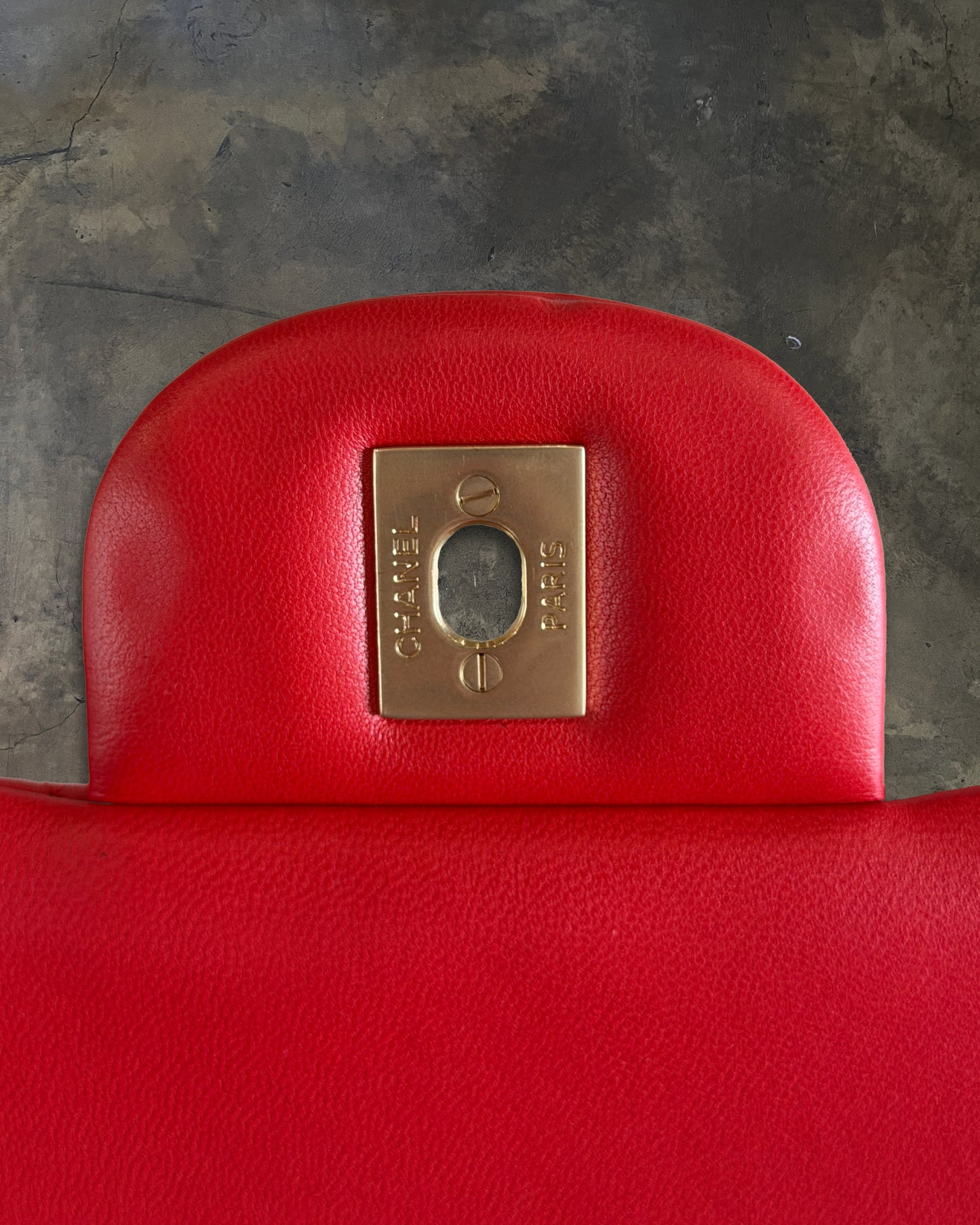 CHANEL 2013 RED QUILTED MAXI LAMBSKIN DOUBLE FLAP