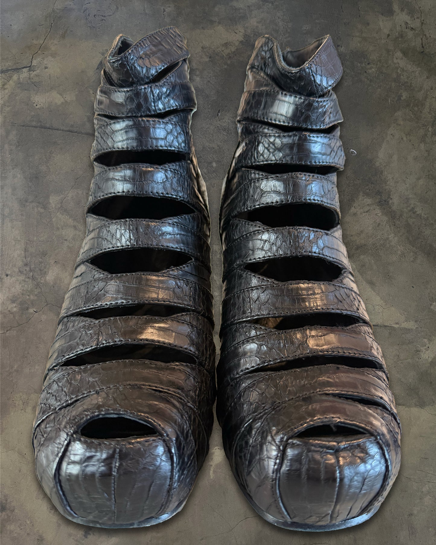 RICK OWENS PYTHON MUMMY WEDGES