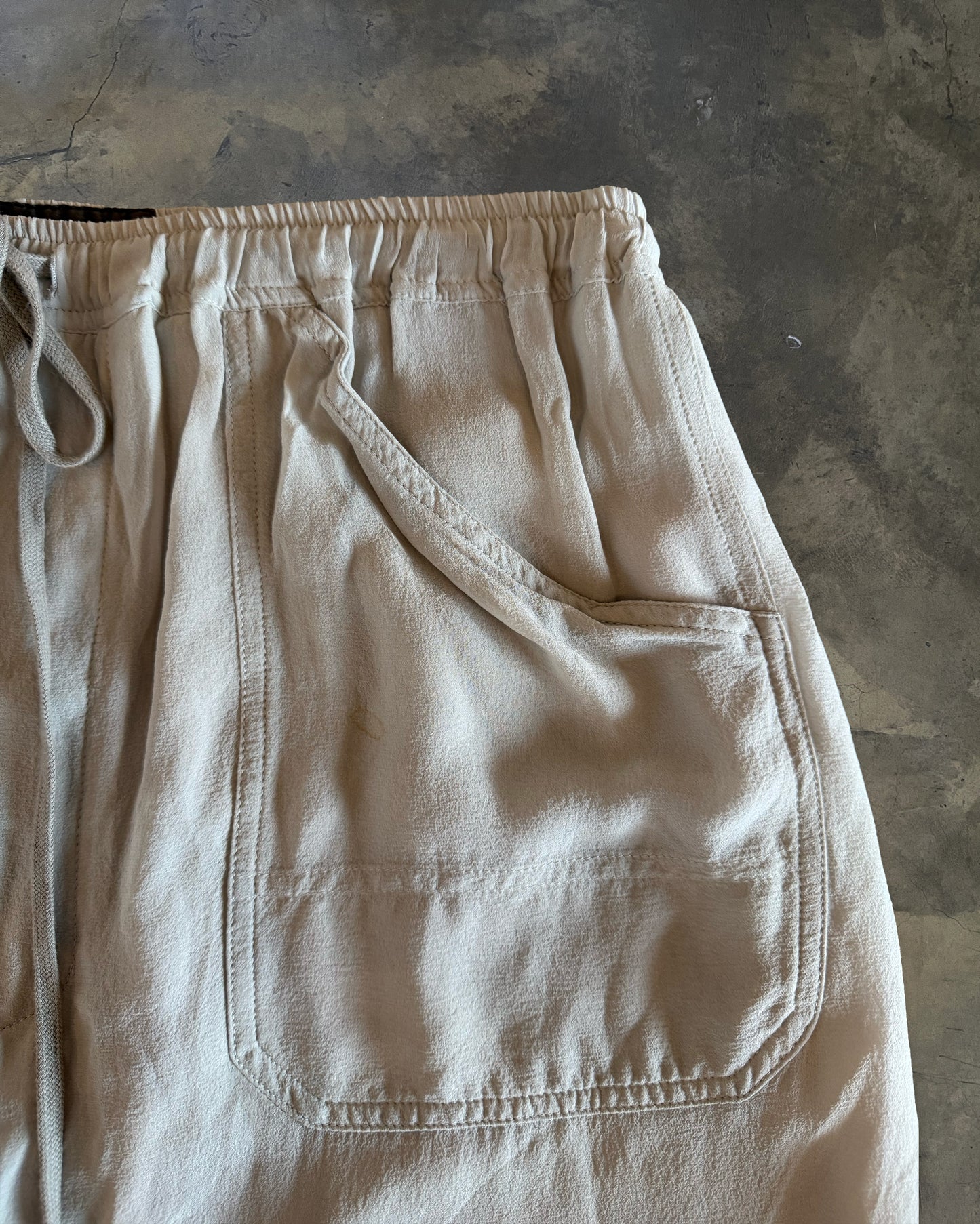 RICK OWENS SS2008 "CREATCH" SILK WIDE RAWCUT PANTS