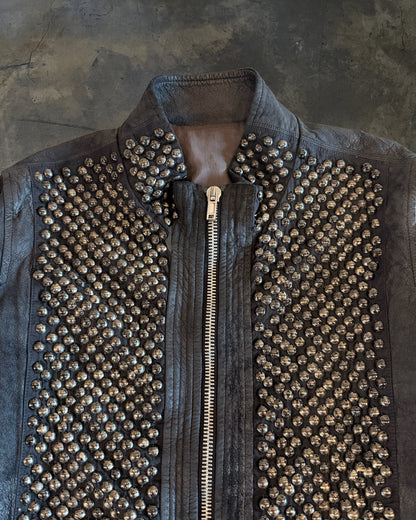 RICK OWENS SS2008 'CREATCH' STUDDED BLISTERED LAMB INTARSIA