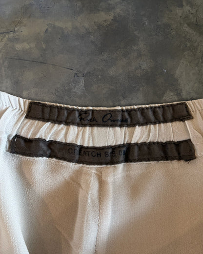 RICK OWENS SS2008 "CREATCH" SILK WIDE RAWCUT PANTS